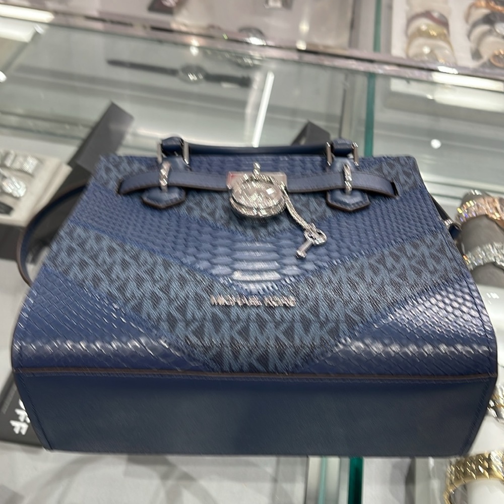 Michael Kors Hamilton Small Satchel Shoulder Crossbody Bag 
Navy Multi 
NWT - Picture 12 of 16